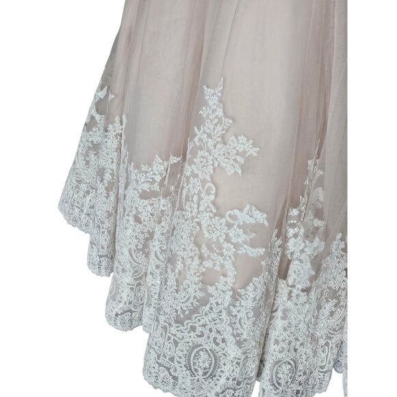 NWOT Blush/Ivory Lace Applique Ballgown Bridal Dress - Mori Lee - Picture 12 of 13